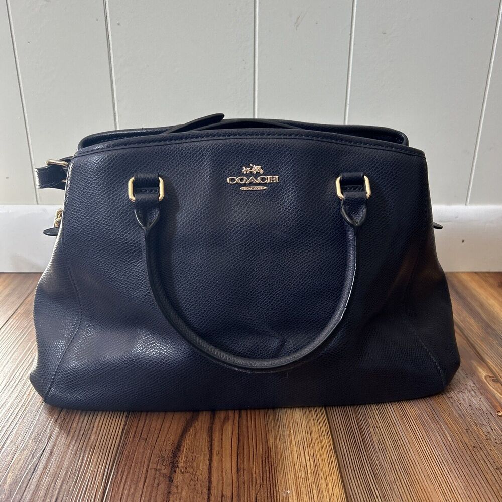 Coach Small Margot Carryall in Navy Crossgrain Leather & Goldtone EUC